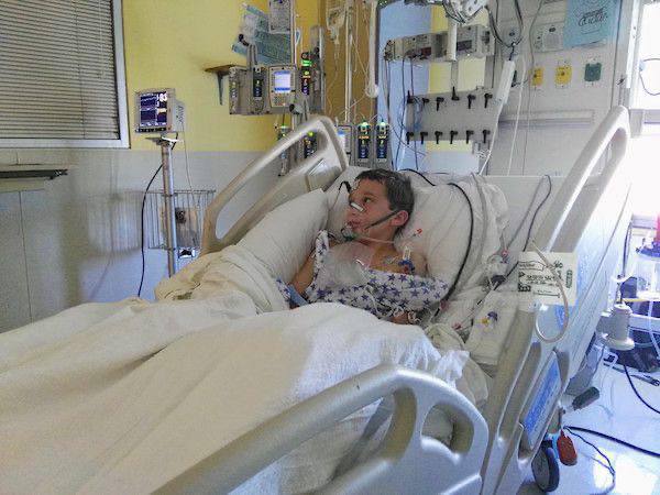 Child receiving medical care in hospital